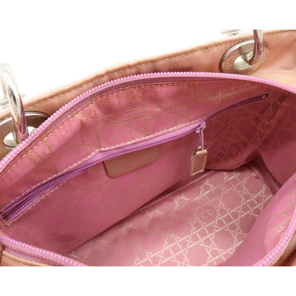 Dior Cannage Handbag Lady Pink Nylon Leather Light Christian - Picture 5 of 9